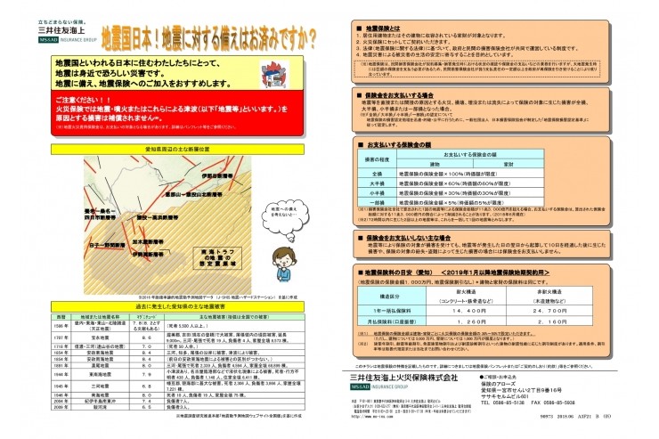 地震に対する備え大丈夫ですか？